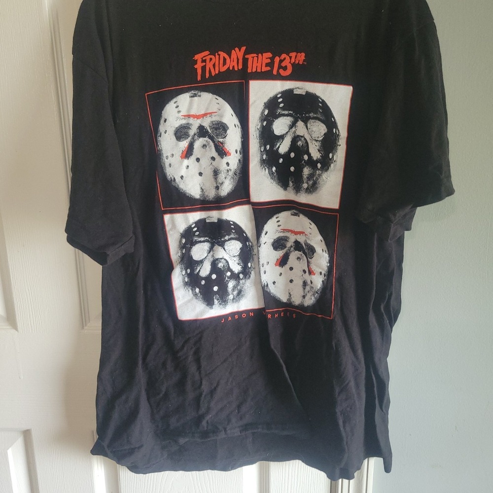 Friday the 13th Movie Men's Short Sleeve Black Graphic T-Shirt Jason XL